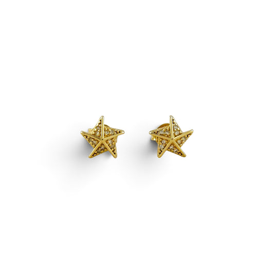 Stella a Mulinello CZ 9mm 18K Gold Filled Stud Earrings