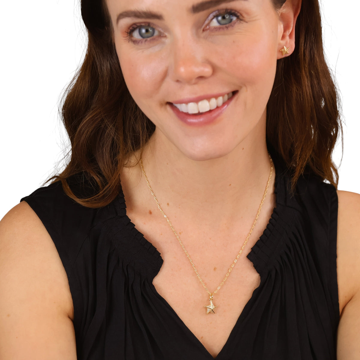 Stella a Mulinello CZ Stud Earrings on Model