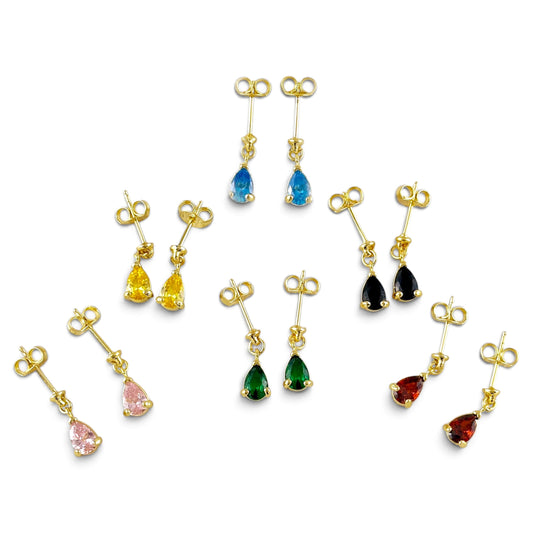 Teardrop CZ 12mm 18K Gold Filled Drop Earrings