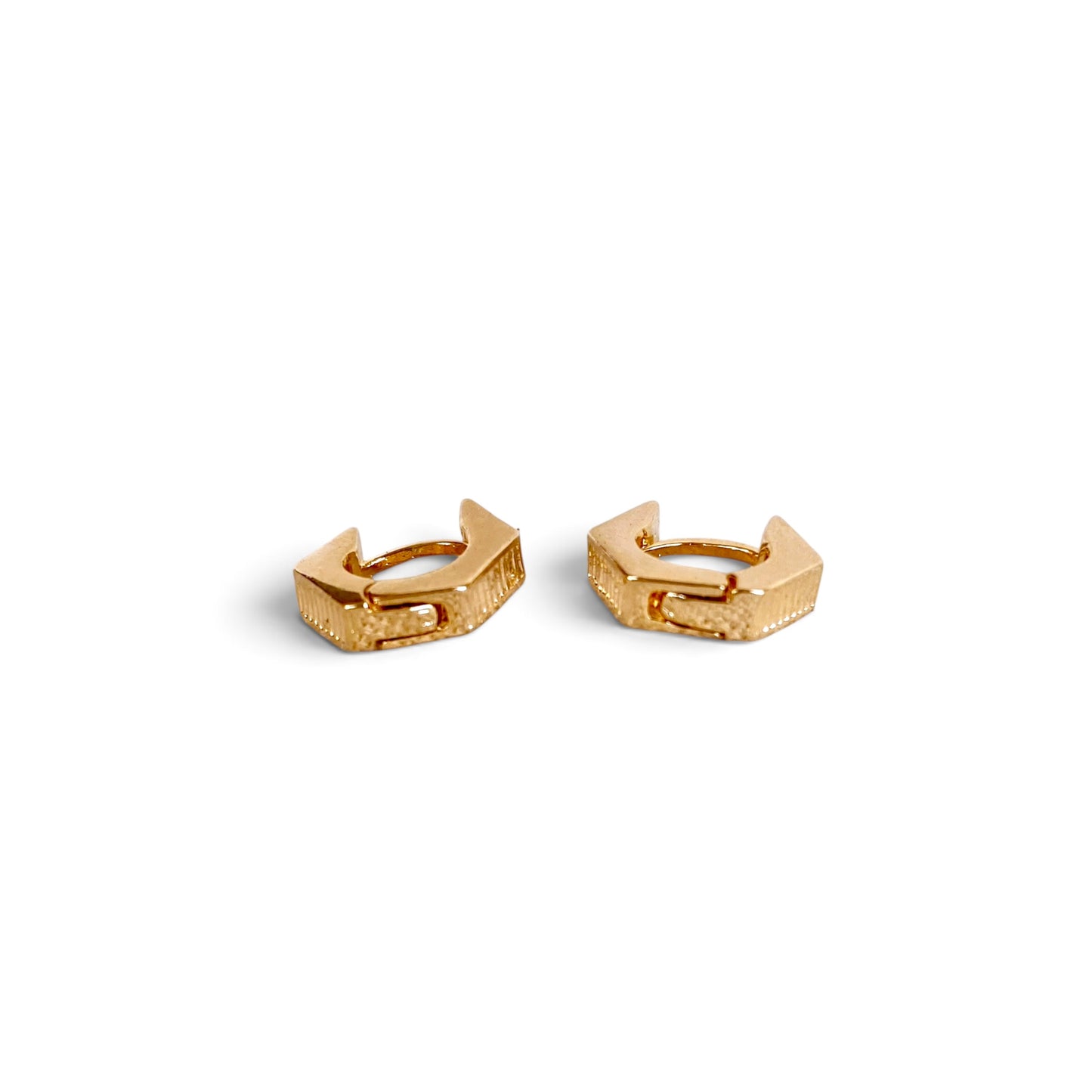Textured Huggie Hoop Earrings Closeup