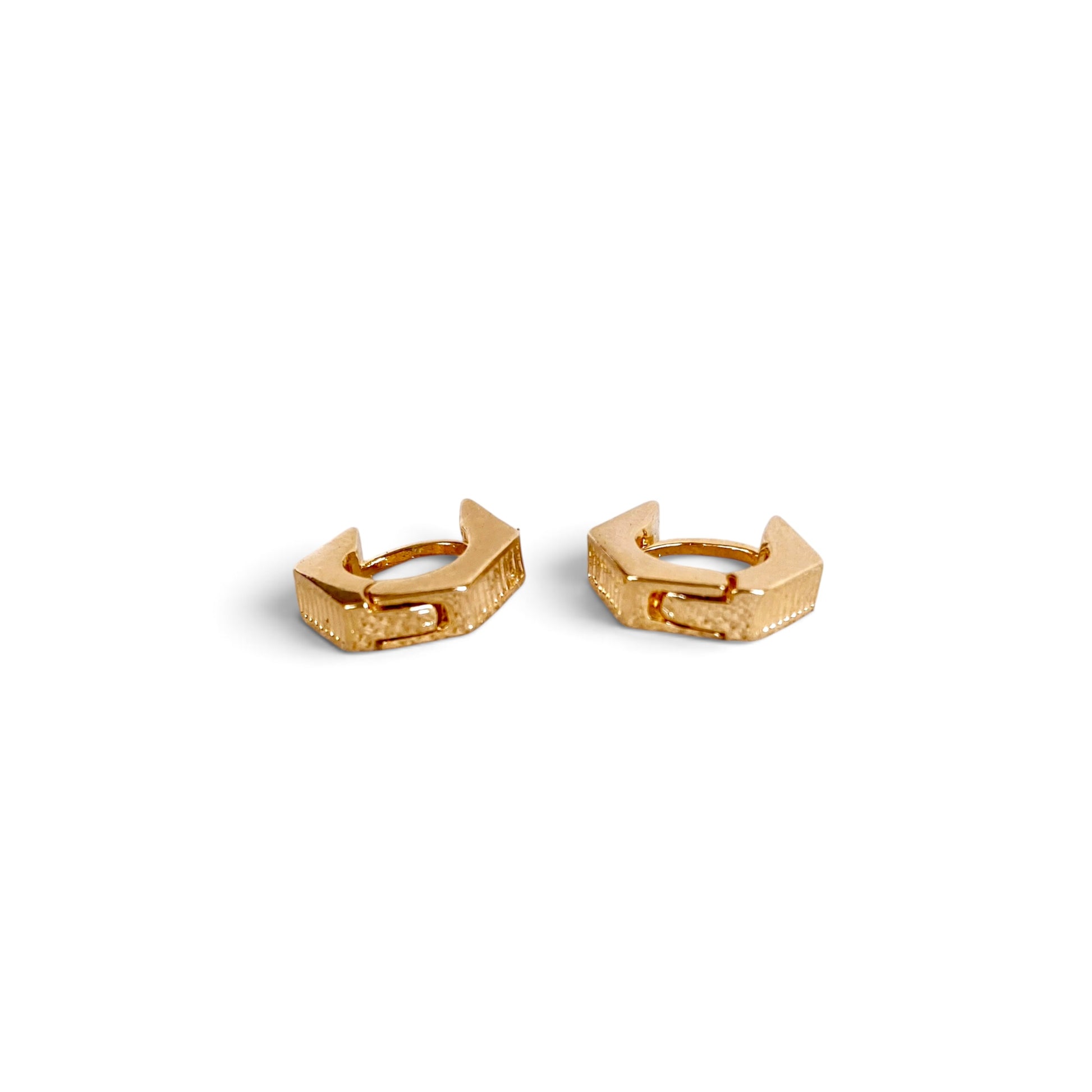 Textured Huggie Hoop Earrings Closeup