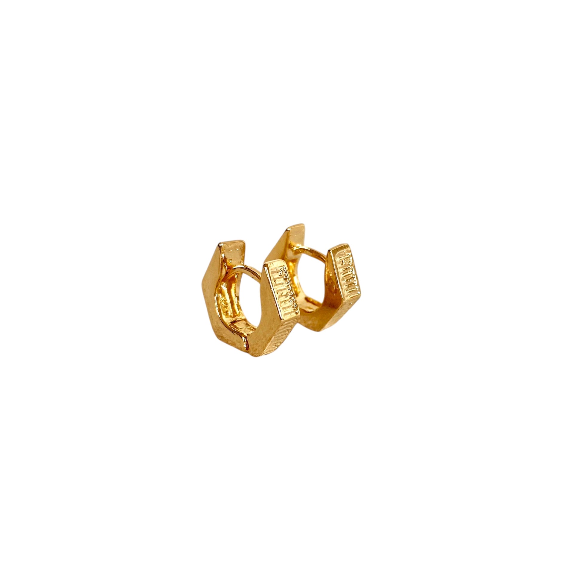 Textured Huggie Hoop Earrings Sideview