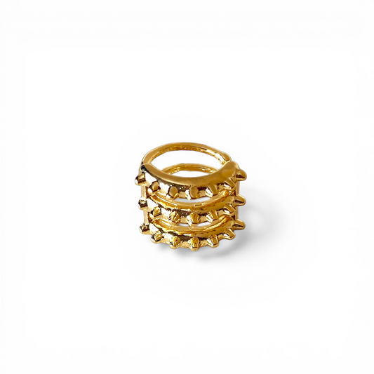Triple Short Spike 18K Gold Filled Ear Cuff