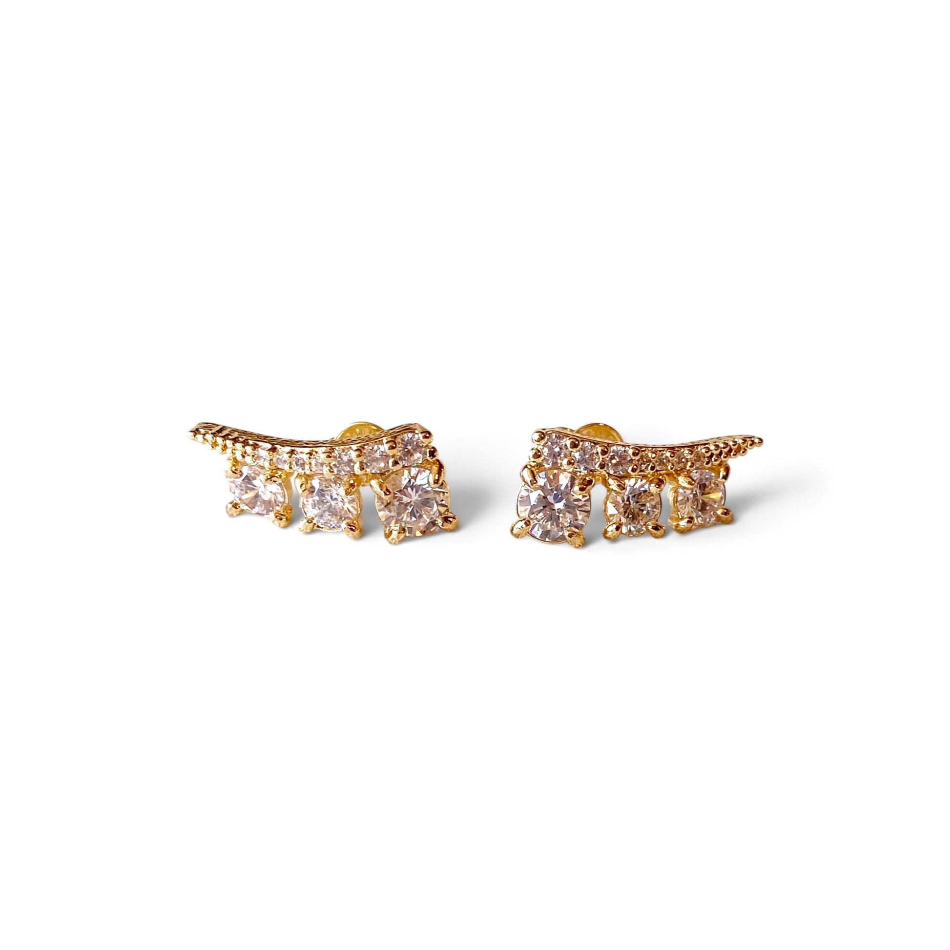 Triple Stone CZ Ear Climber Earrings