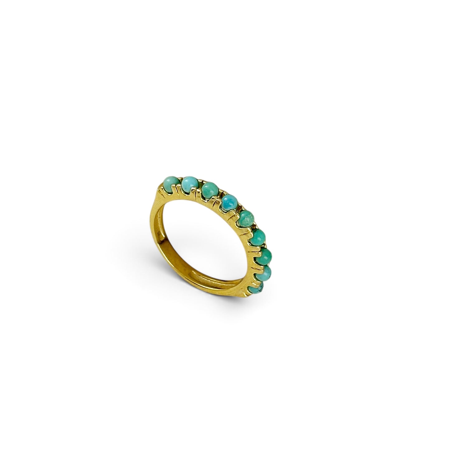 Natural Turquoise Stones Row Band 18K Gold Filled Ring