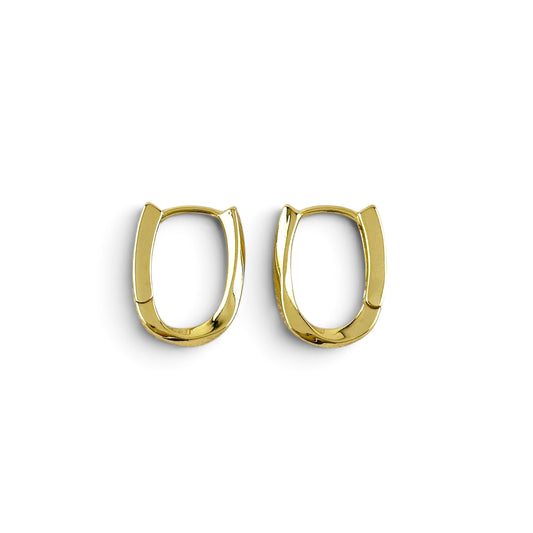 Twist Oblong Huggie Hoop Earrings Upward