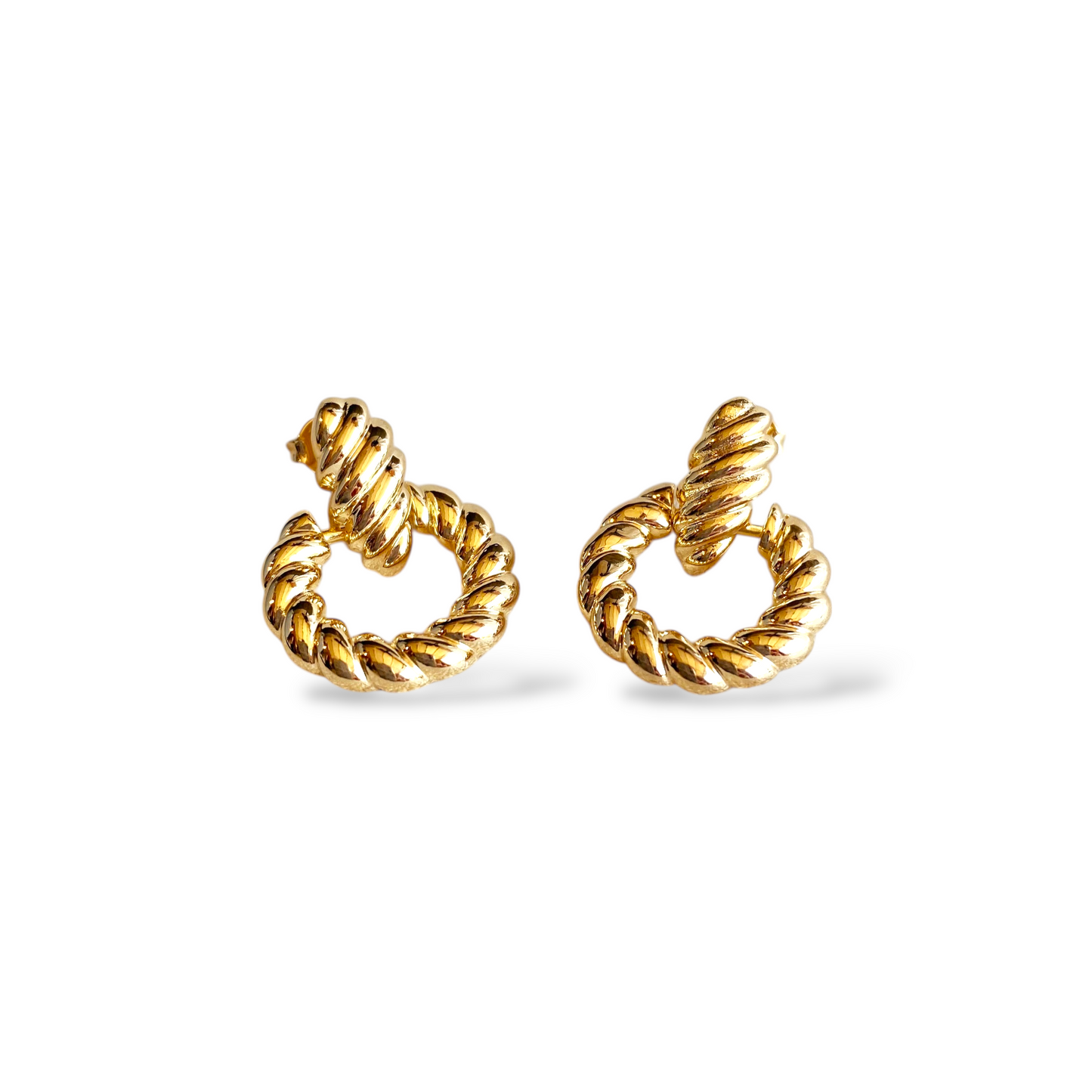 Twisted Rope Doorknocker 25mm 18K Gold Filled Earrings