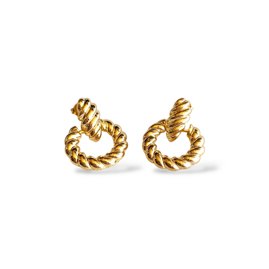 Twisted Rope Doorknocker 25mm 18K Gold Filled Earrings