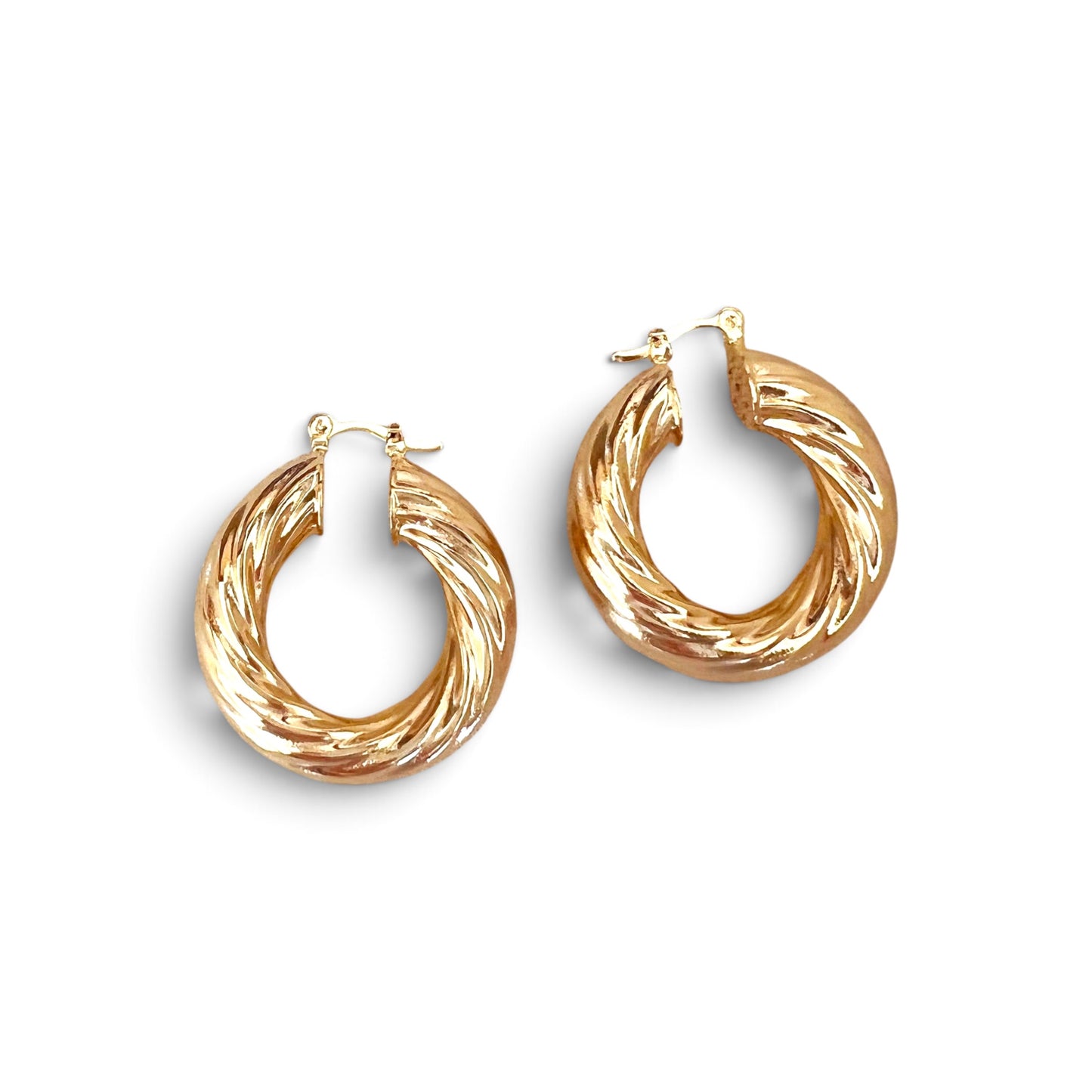 Twisted Tube 30mm 18K Gold Filled Hoop Earrings
