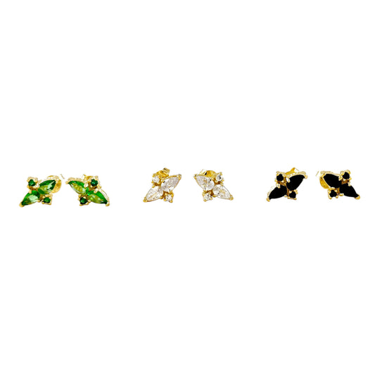 Vintage Flower CZ Stud Earrings
