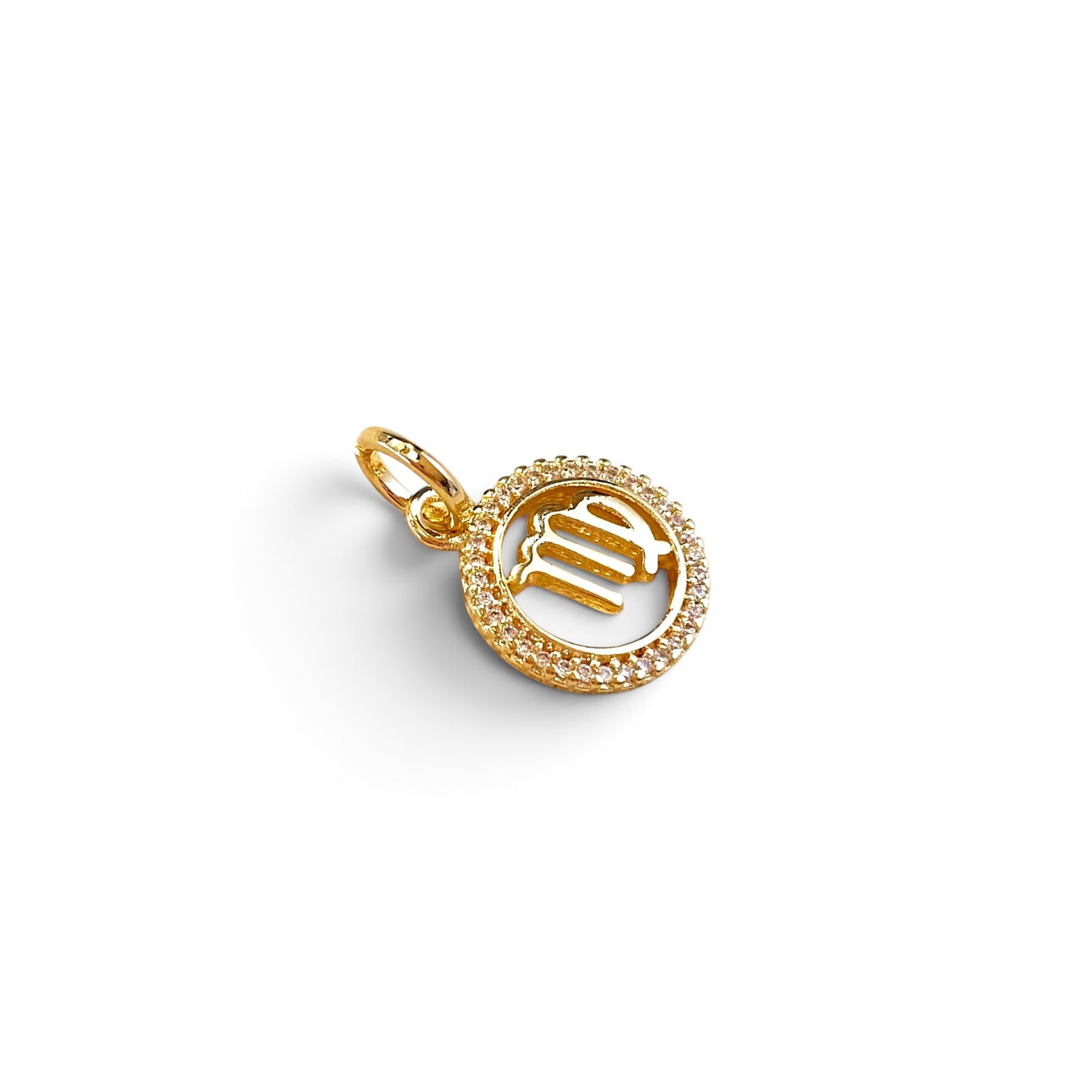 Virgo Zodiac CZ 18K Gold Filled Pendant Sideview