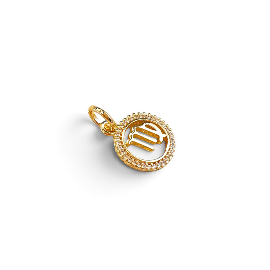 Virgo Zodiac CZ 18K Gold Filled Pendant Sideview