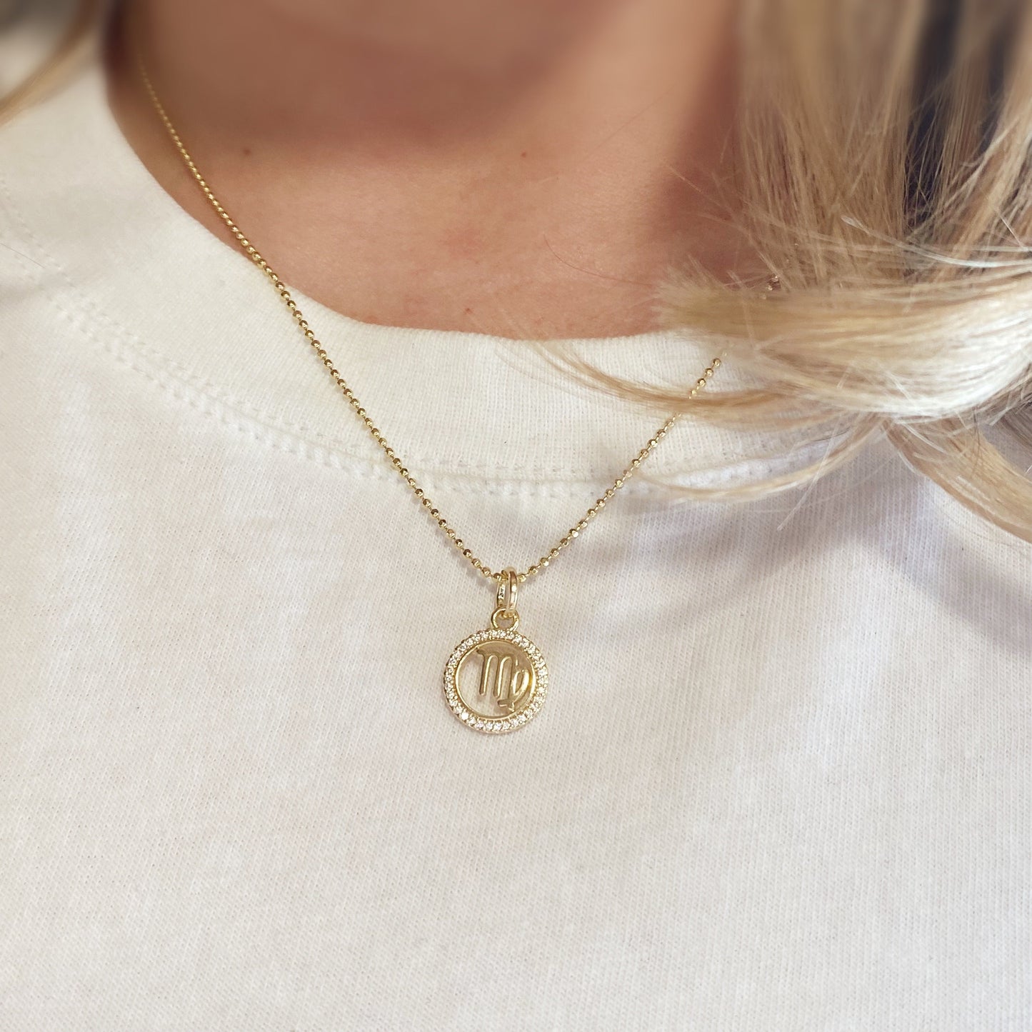 Virgo Zodiac CZ 18K Gold Filled Pendant on Mdel