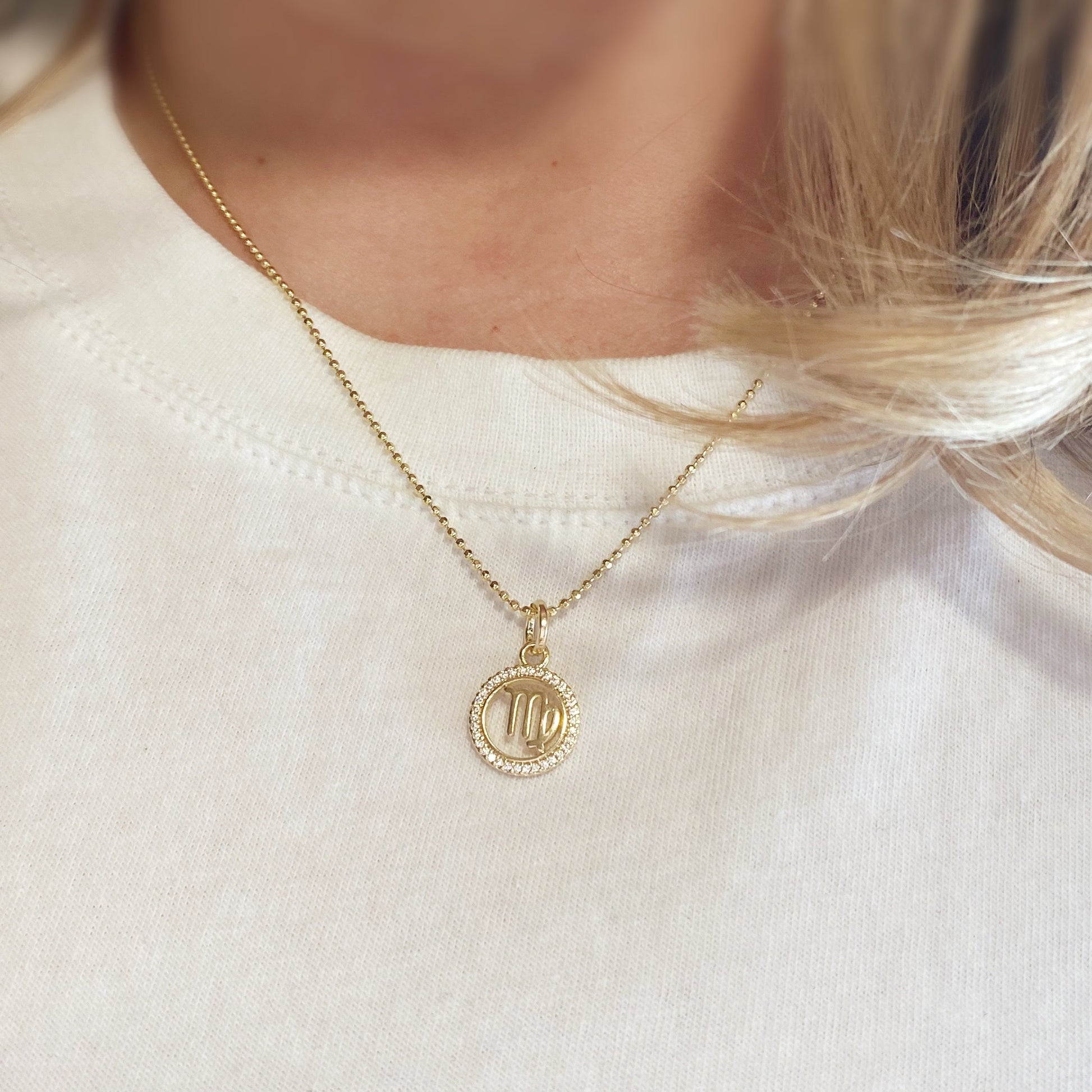 Virgo Zodiac CZ 18K Gold Filled Pendant on Mdel