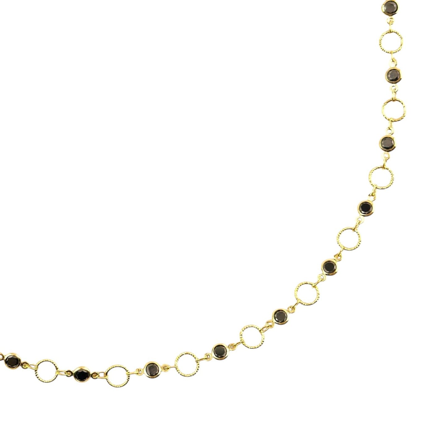 Black CZ Circles 18K Gold Filled Body Waist Chain