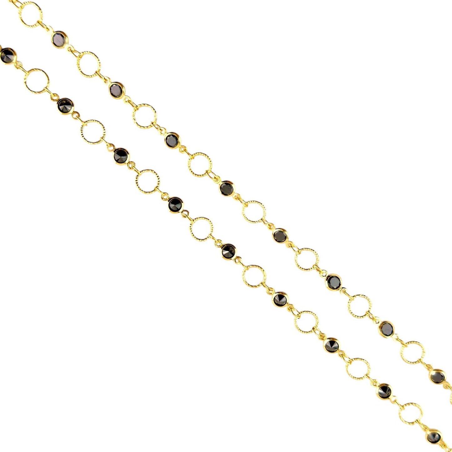 Black CZ Circles 18K Gold Filled Body Waist Chain