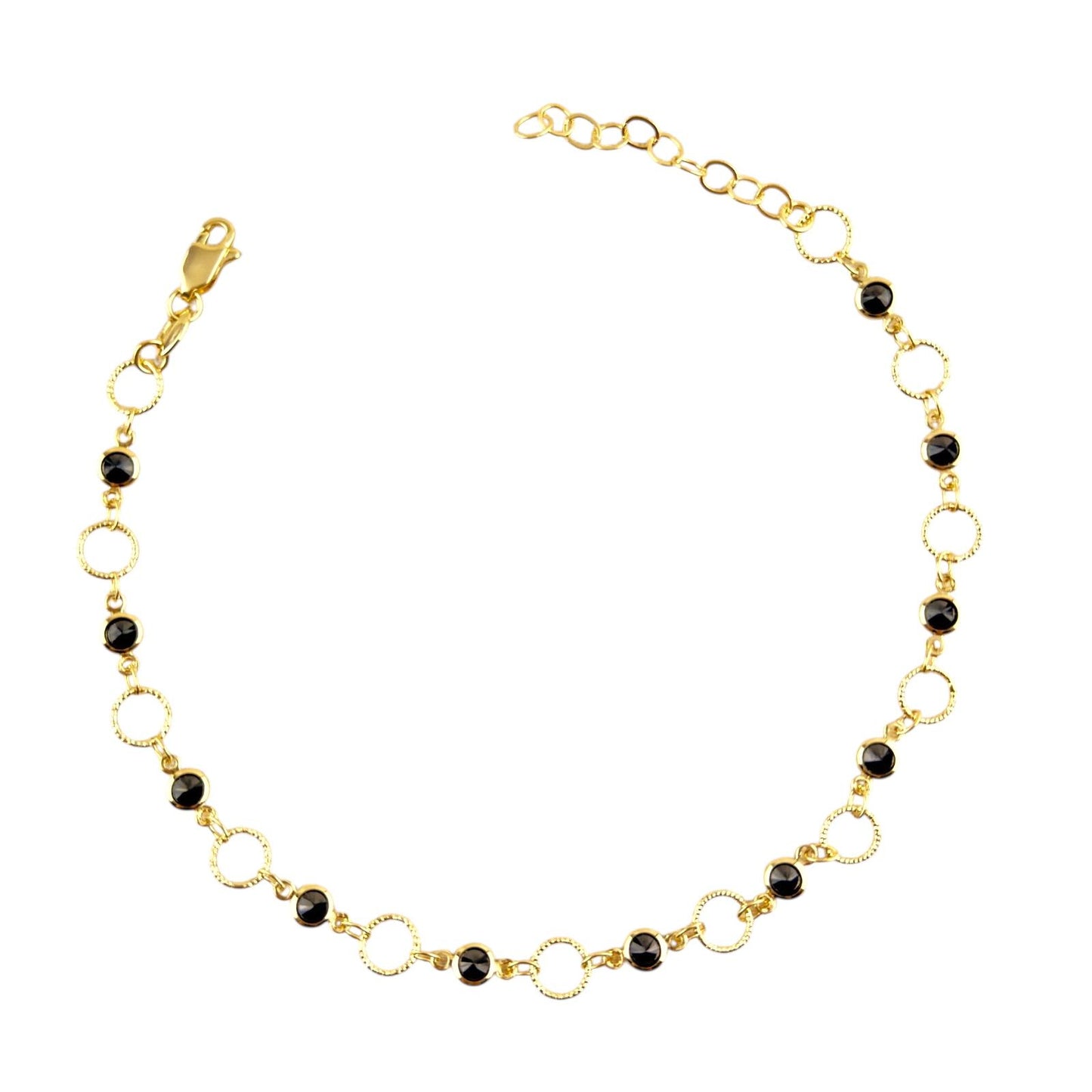 Black CZ Circles 18k Gold Filled Anklet