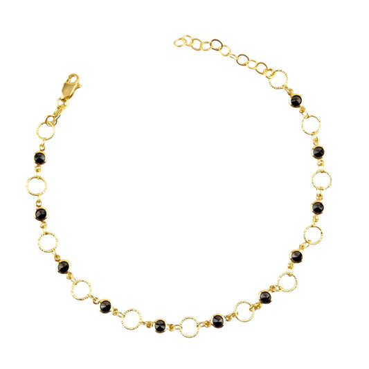 Black CZ Circles 18k Gold Filled Anklet