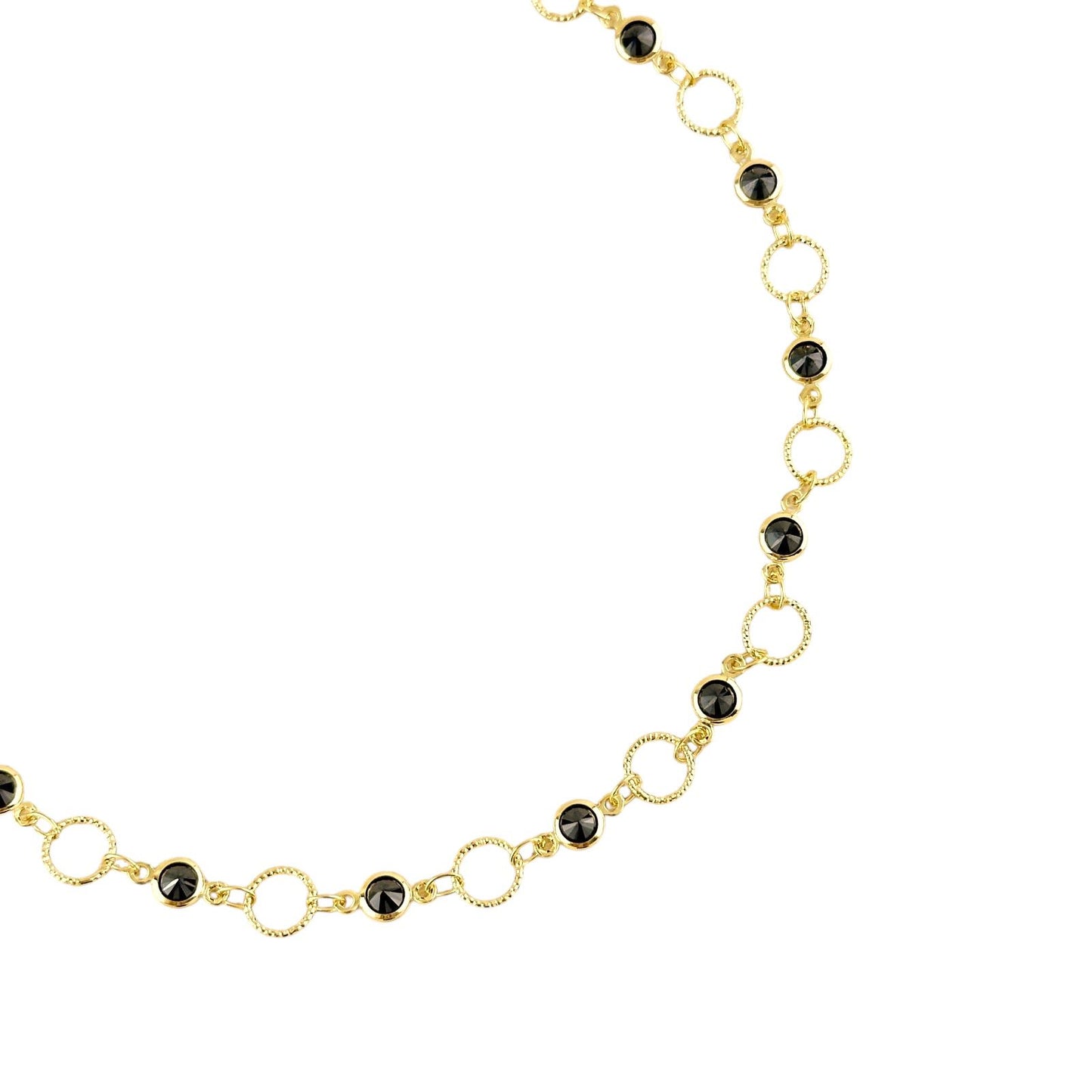 Black CZ Circles 18k Gold Filled Anklet