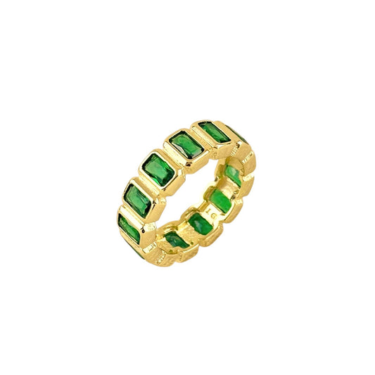 Emerald CZ All-Around Band 18k Gold Filled Ring