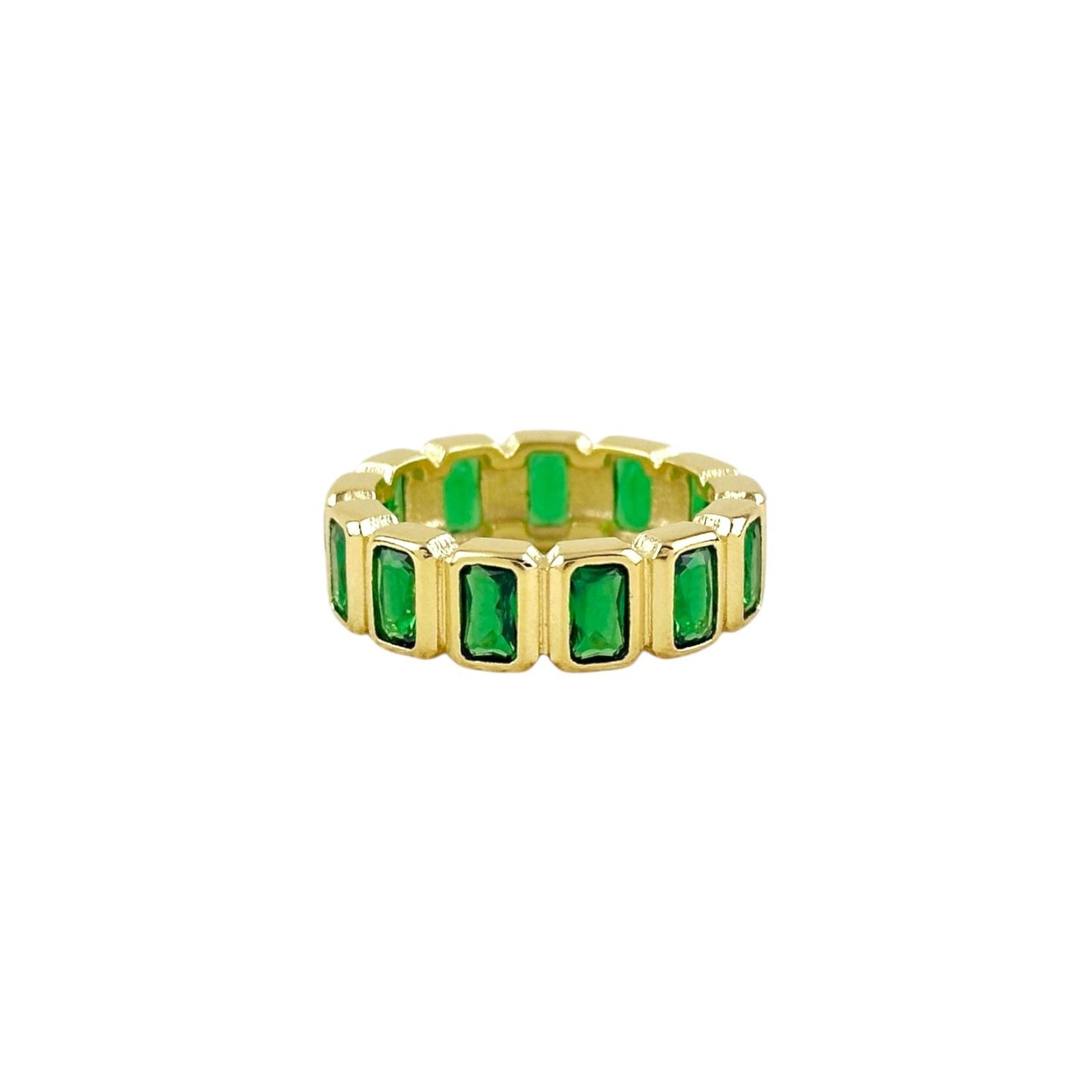 Emerald CZ All-Around Band 18k Gold Filled Ring