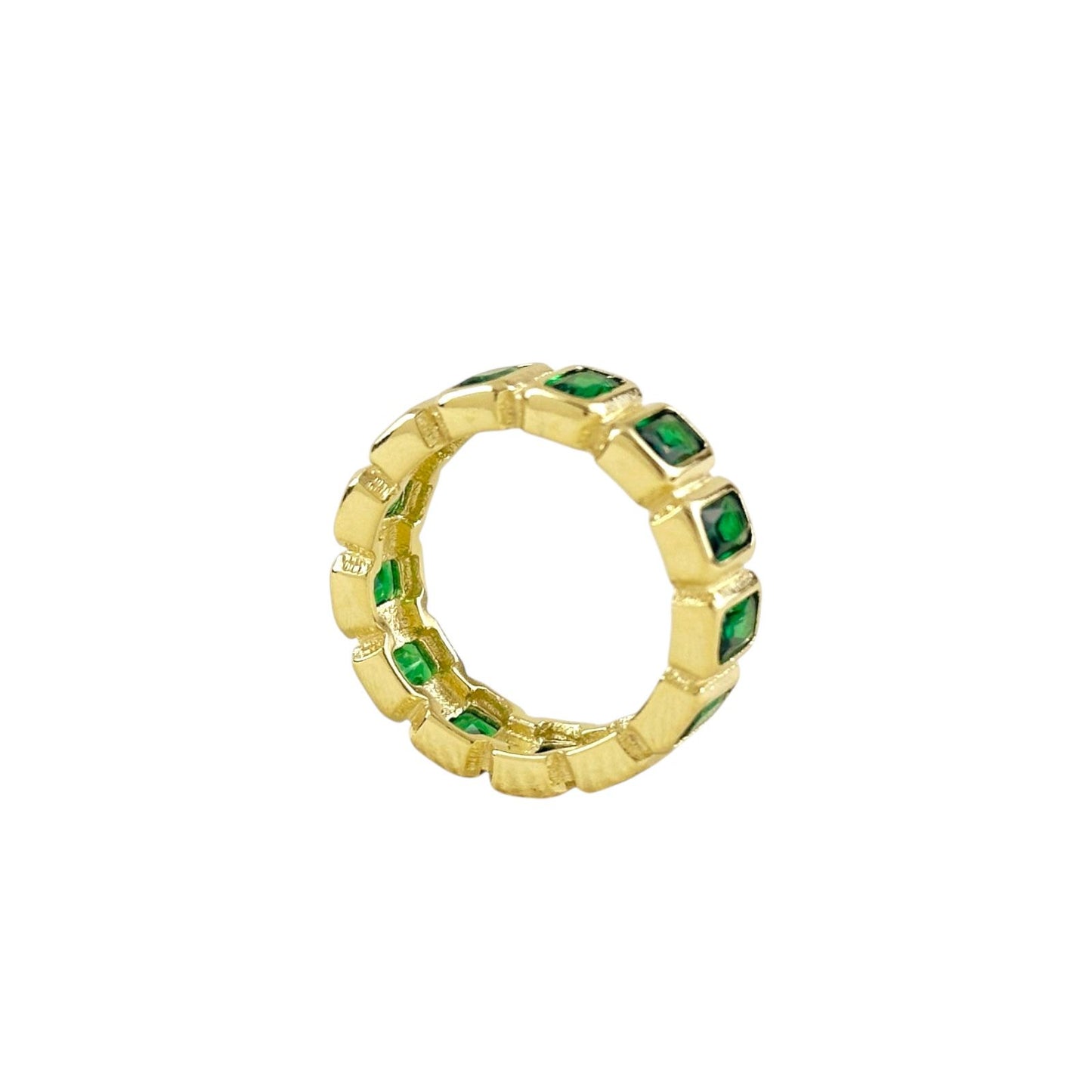 Emerald CZ All-Around Band 18k Gold Filled Ring