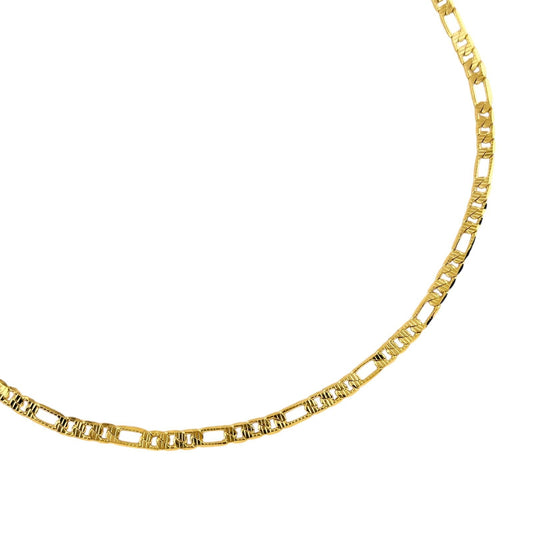 Textured Figaro Design 18K Gold Filled Chain Necklace