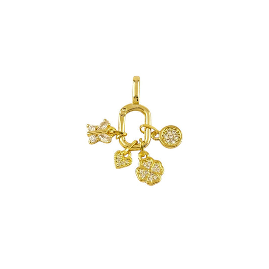 Lucky Clover CZ 12mm 18k Gold Filled Charm