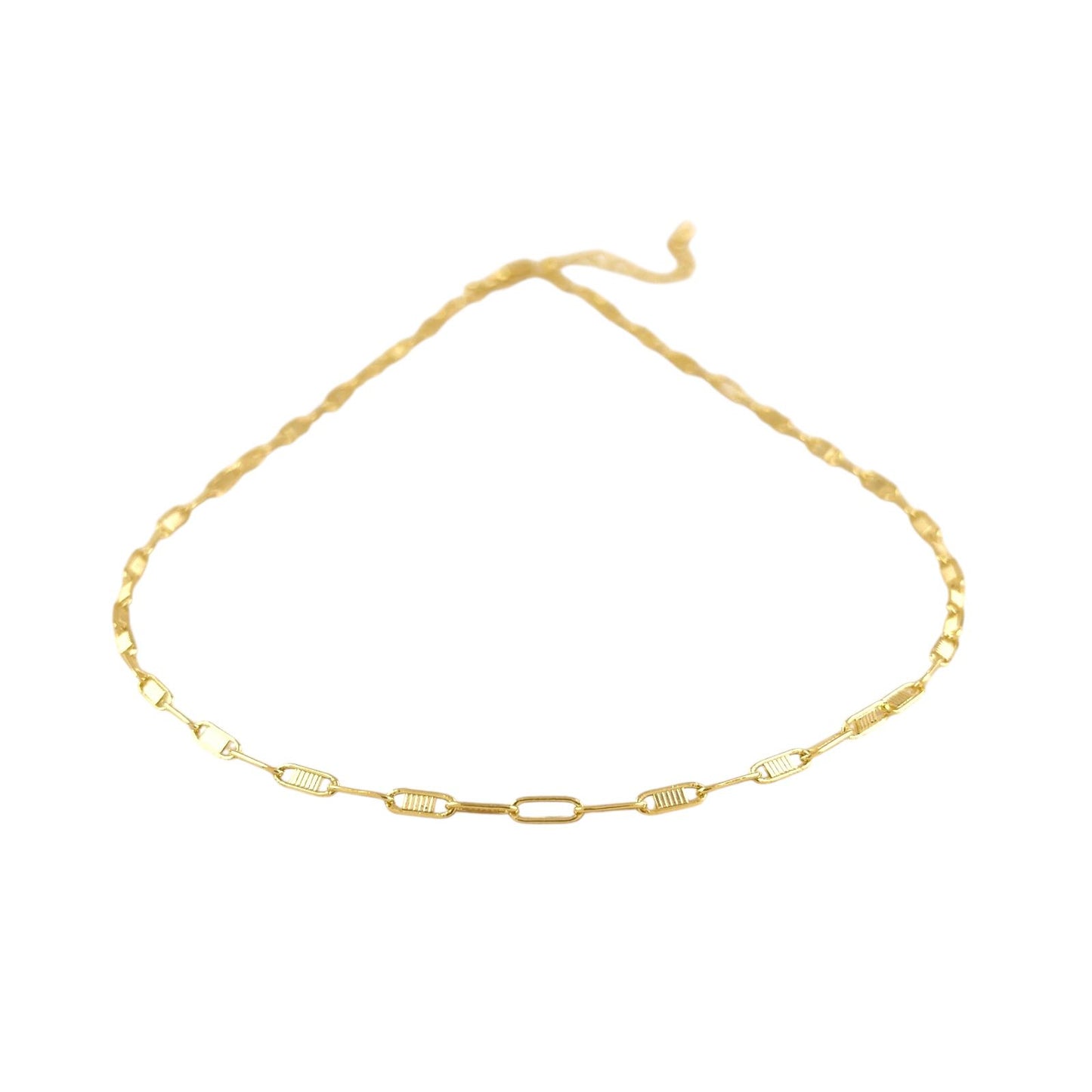 Textured Plate Link Chain 18k Gold Filled Necklace