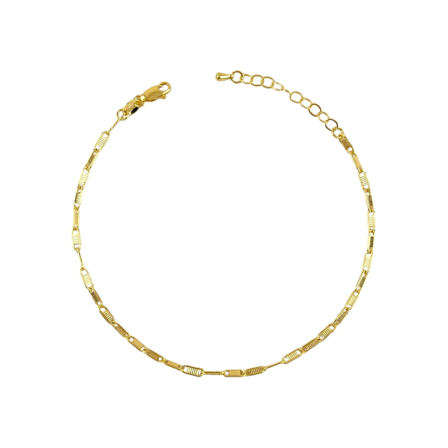 Textured Plate Link Chain 18k Gold Filled Anklet