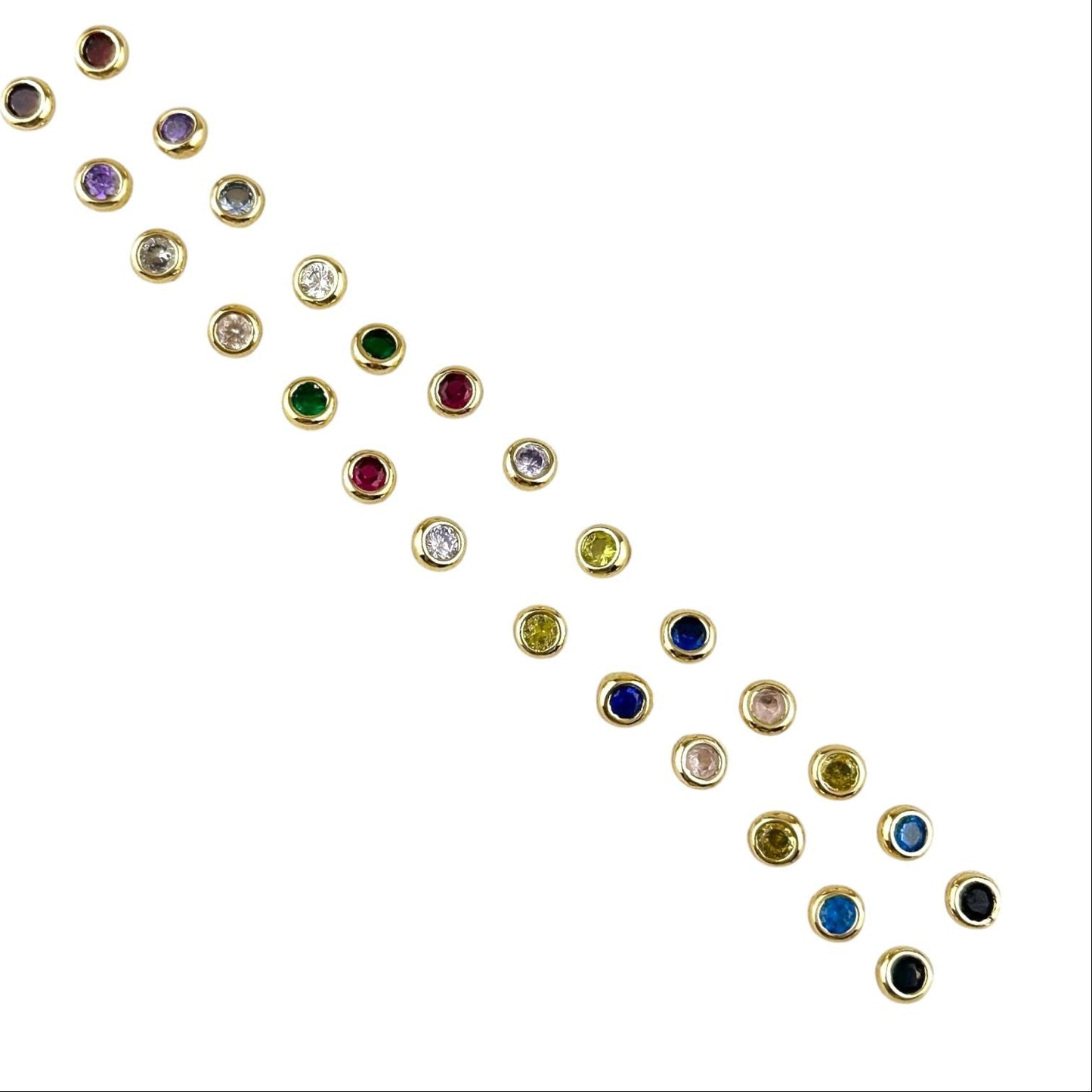 Round Birthstone Stud 18K Gold Filled Earrings