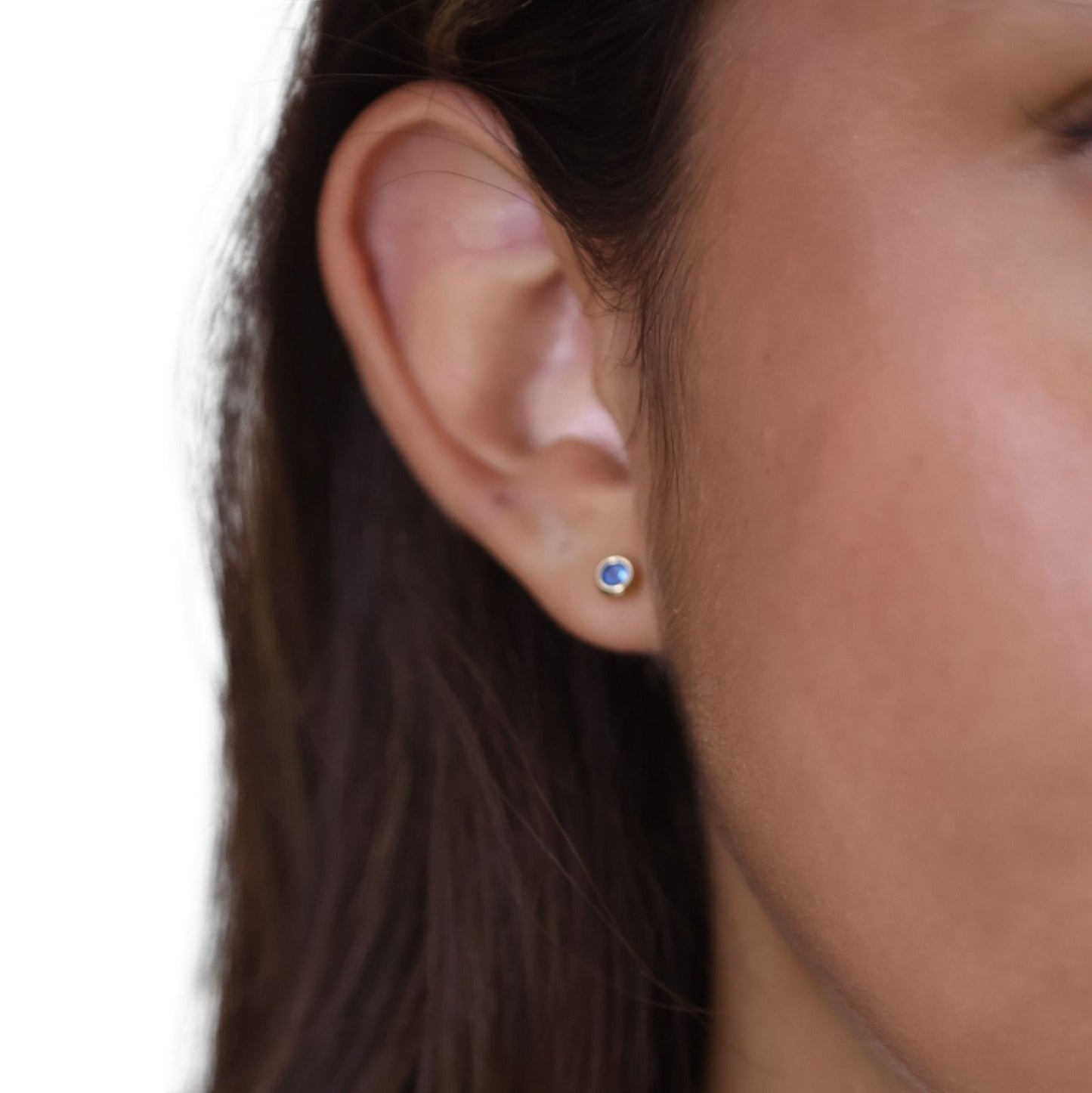 Round Birthstone Stud 18K Gold Filled Earrings