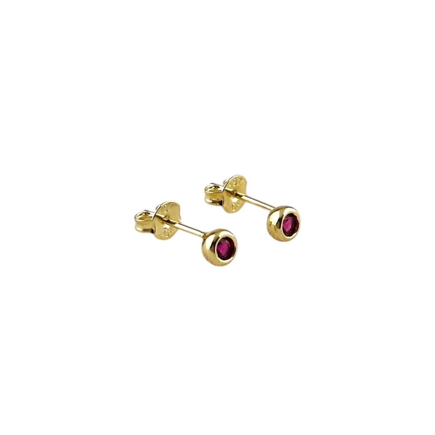 Round Birthstone Stud 18K Gold Filled Earrings