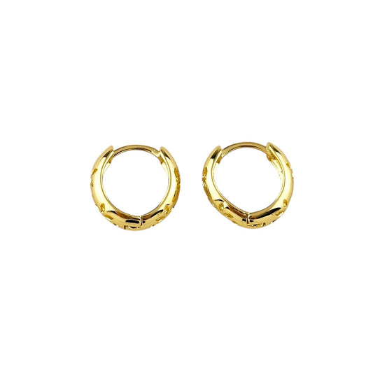 13mm Leaf Detail Huggie Hoop 18k Gold Filled Earrings