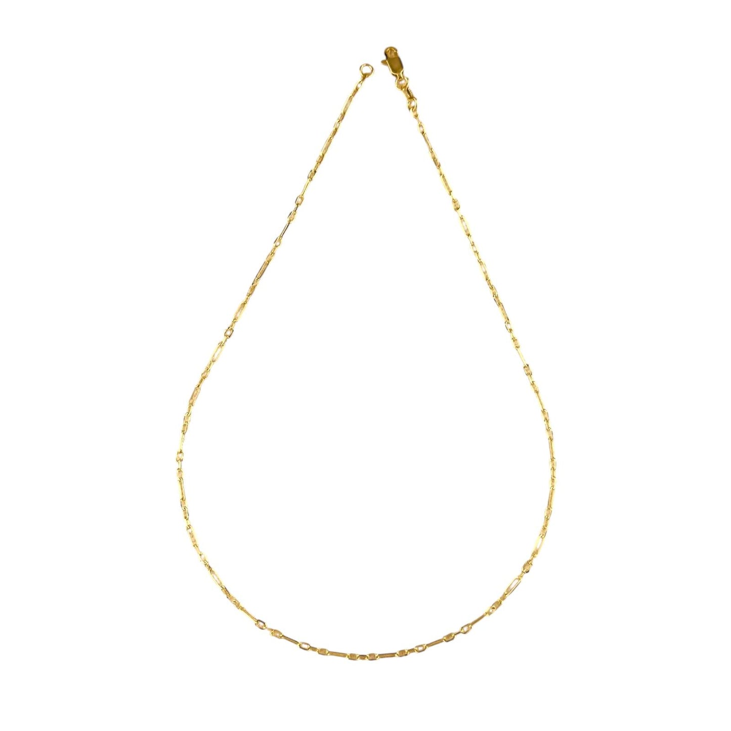 2.1mm 3x1 Paperclip Link Chain 18k Gold Filled Necklace