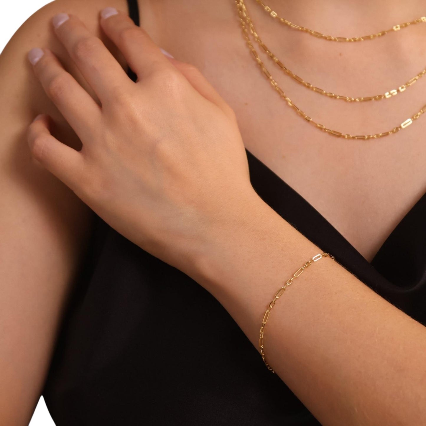 Delicate 3x1 Paperclip Link Chain 18k Gold Filled Bracelet
