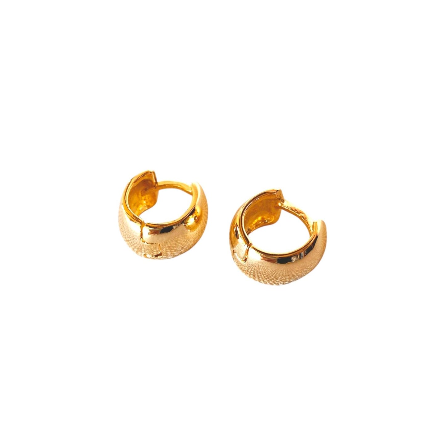 Wide Huggie Hoop 18k Gold Filled Earrings