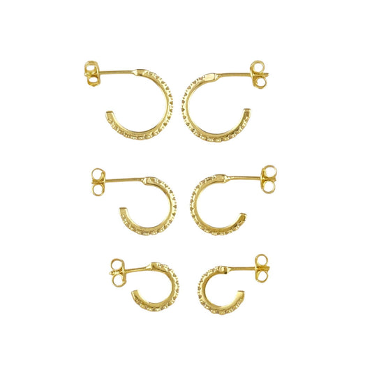CZ Half Hoop 18k Gold Filled Earrings