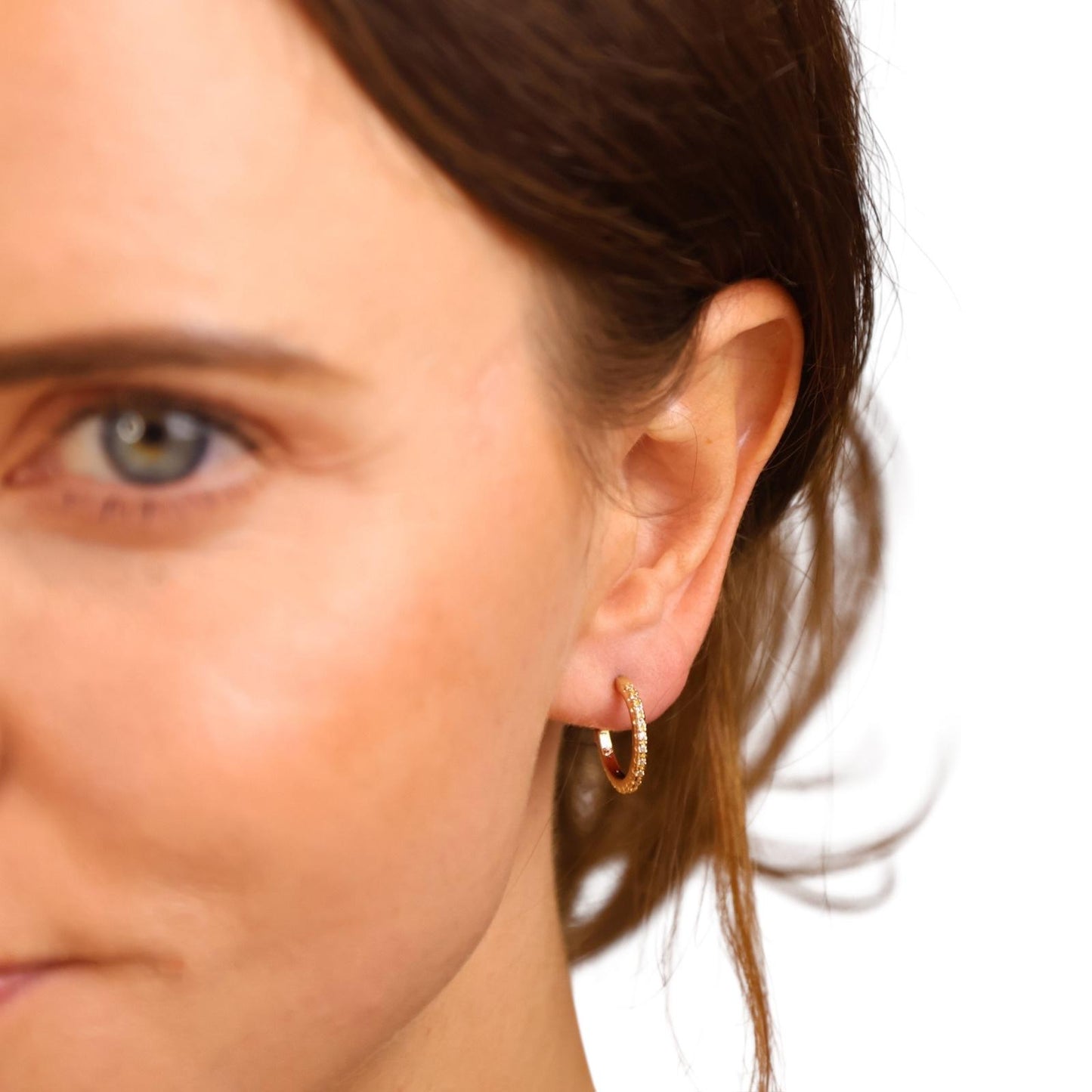 CZ Half Hoop 18k Gold Filled Earrings