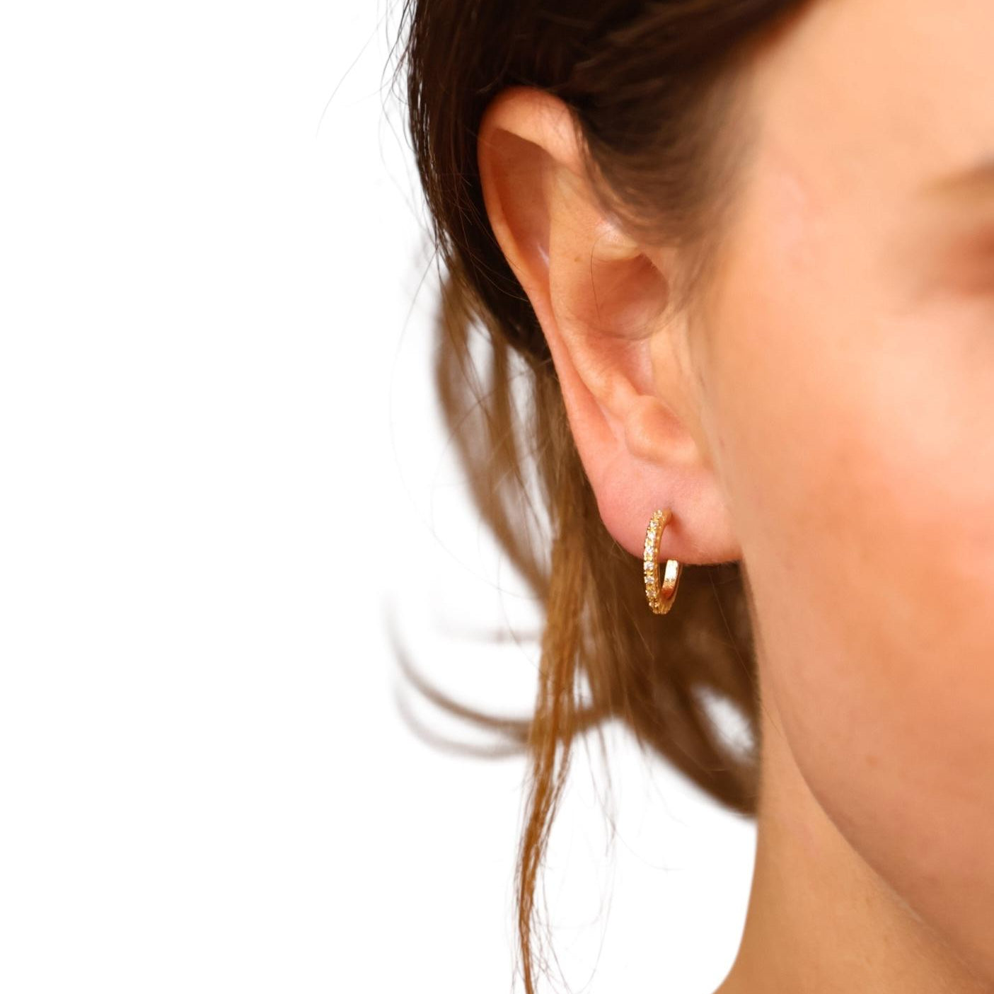 CZ Half Hoop 18k Gold Filled Earrings