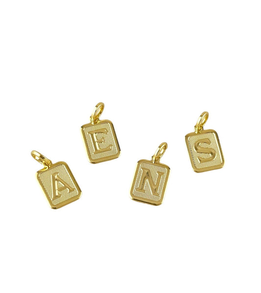Rectangular Textured Initial 18k Gold Filled Pendant