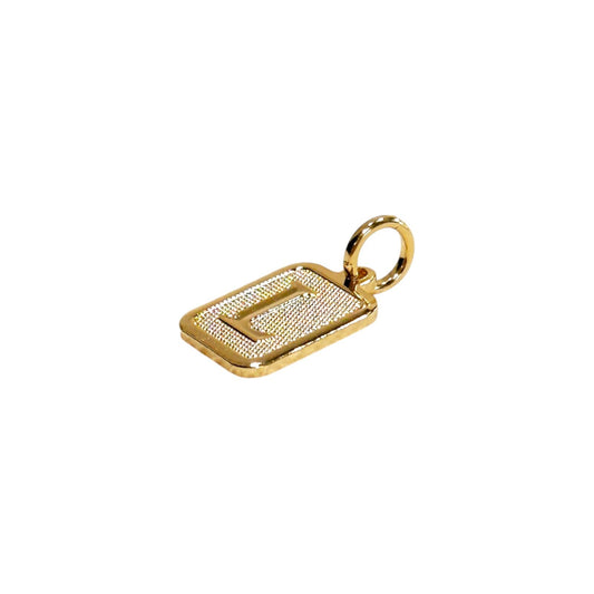 Textured Initial Letter 15mm 18K Gold Filled Rectangular Pendant