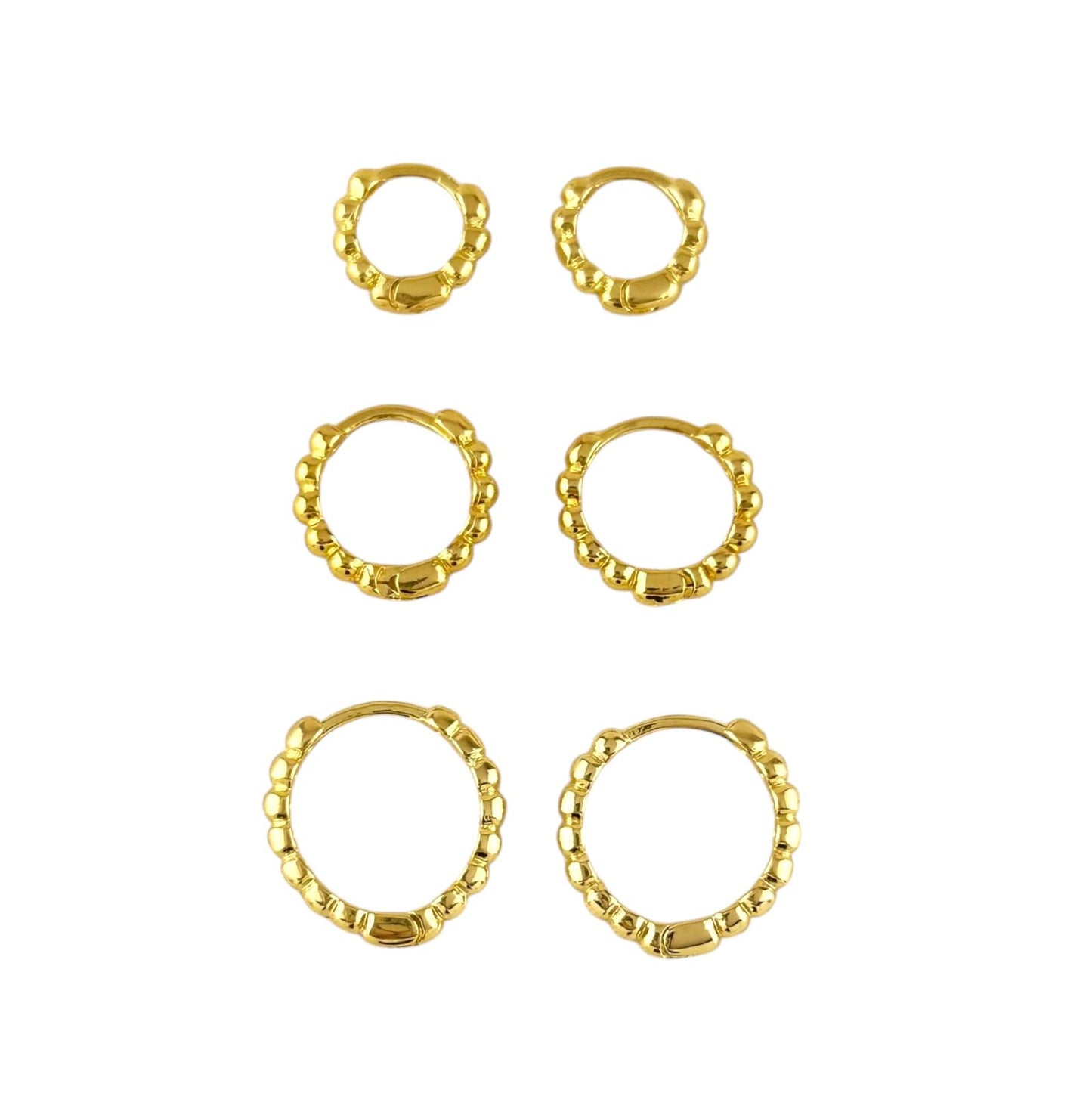 Beaded Huggie Hoop 18K Gold Filled Earrings