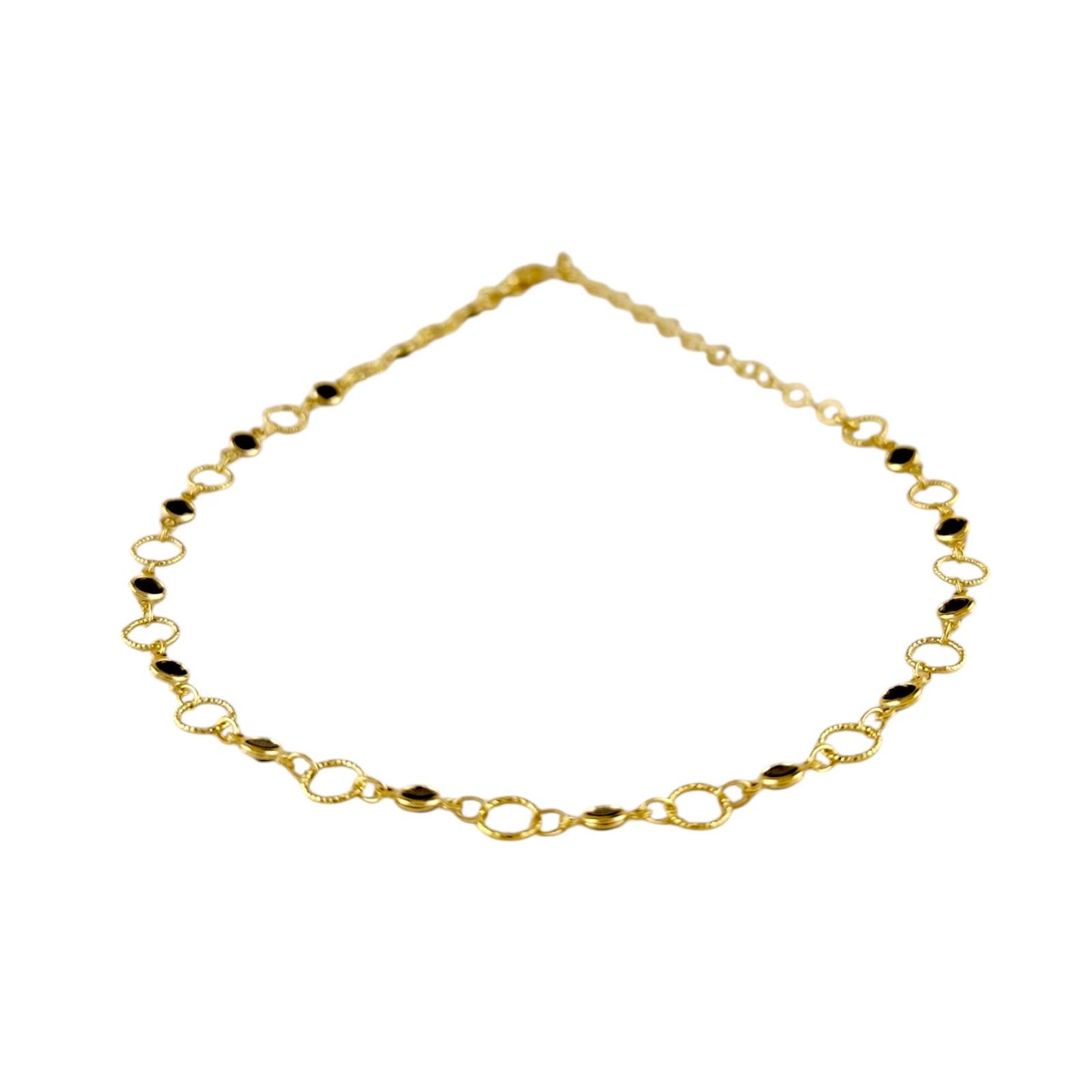 Black CZ Circles Choker 18k Gold Filled Necklace