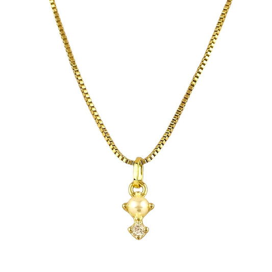 Pearl and Crystal 18K Gold Filled Pendant Necklace