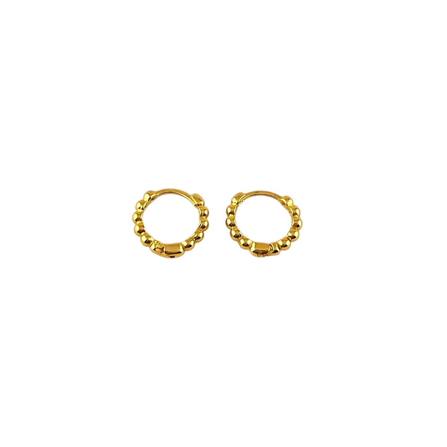 Beaded Huggie Hoop 18K Gold Filled Earrings