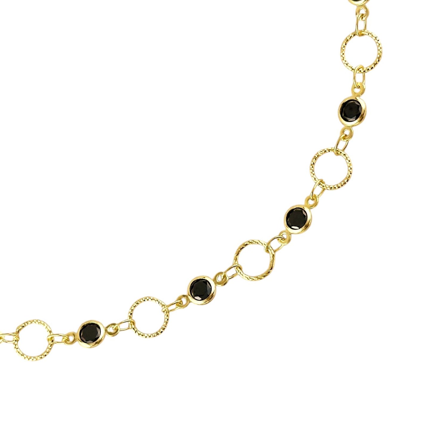 Black CZ Circles Choker 18k Gold Filled Necklace