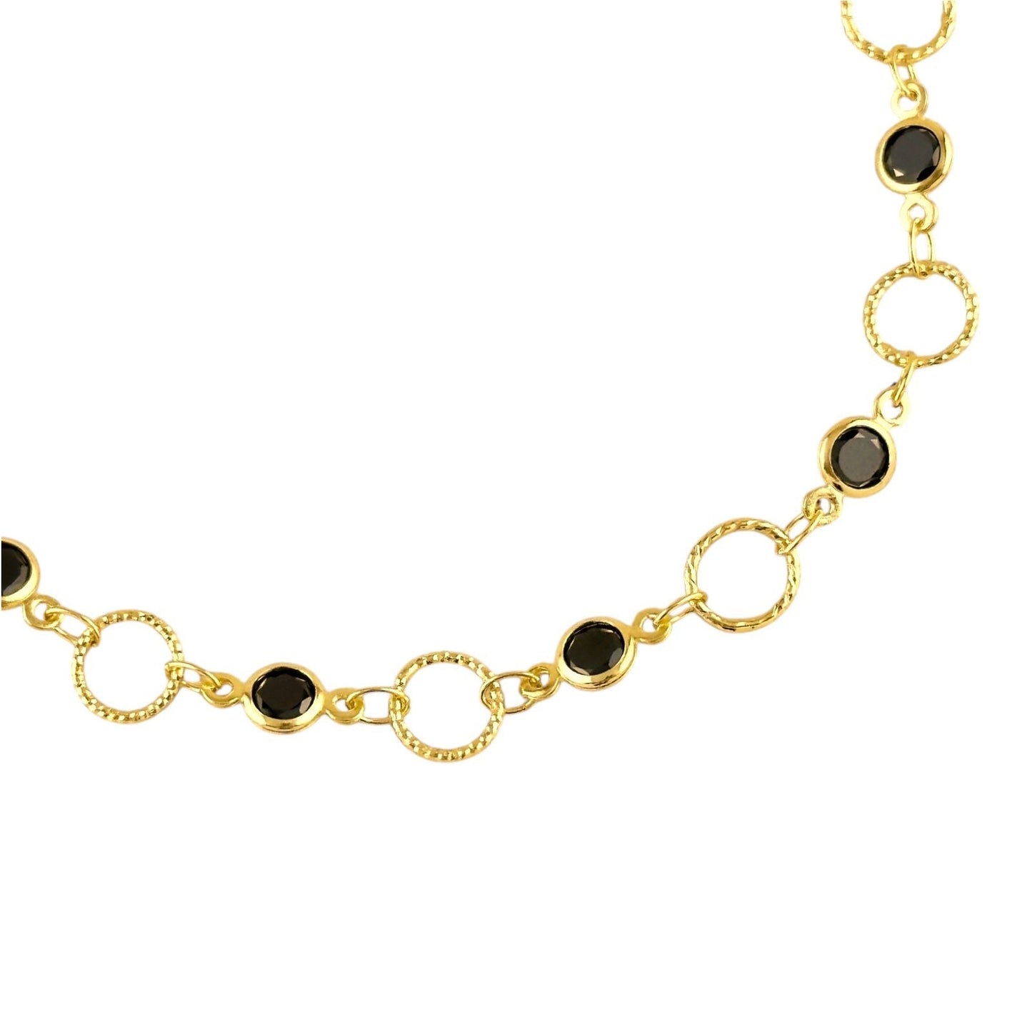 Black CZ Circles 18K Gold Filled Bracelet