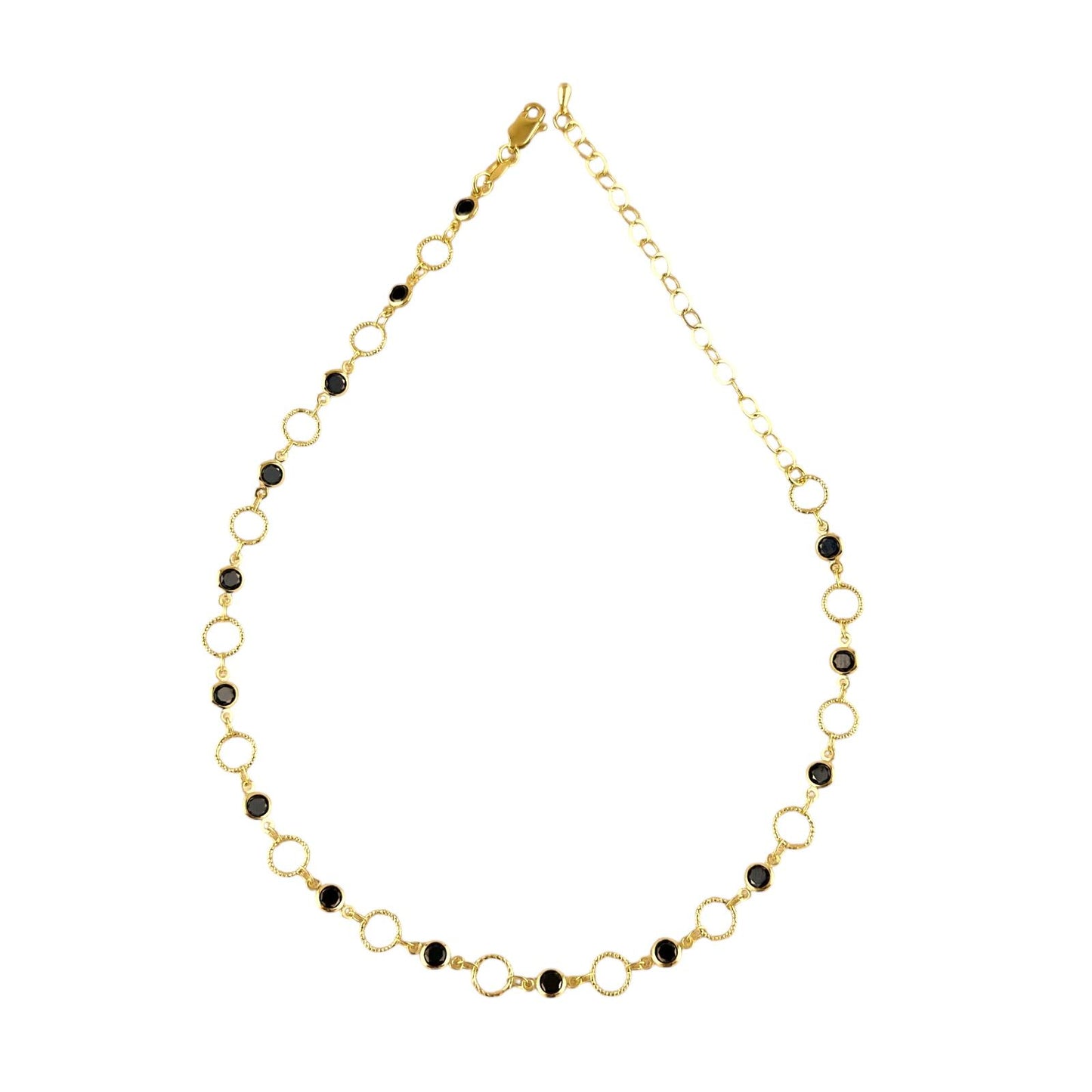 Black CZ Circles Choker 18k Gold Filled Necklace