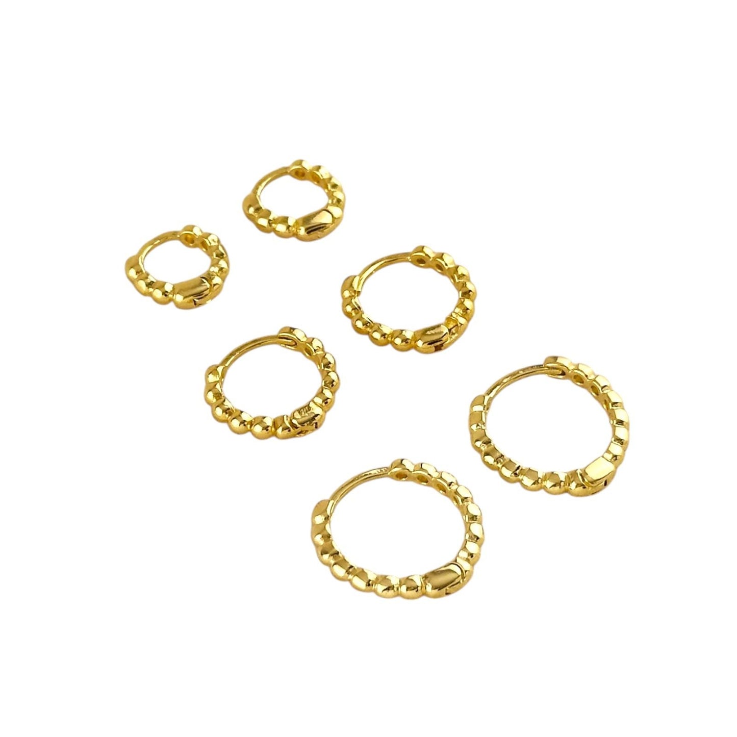 Beaded Huggie Hoop 18K Gold Filled Earrings